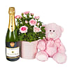 Baby Girl Rose Gift with Champagne