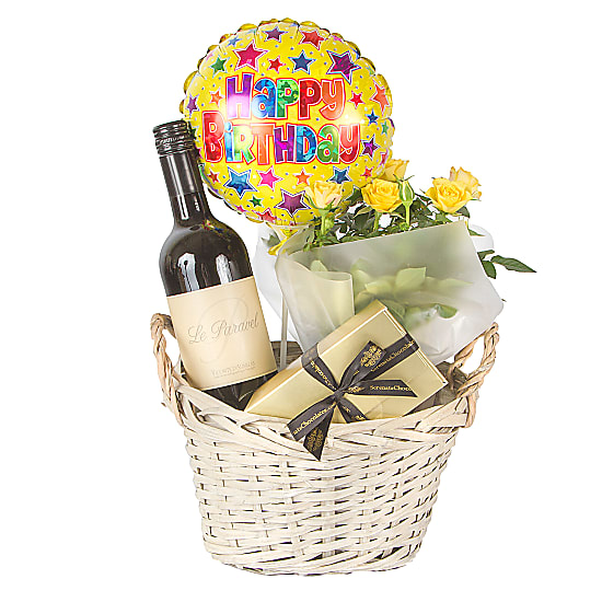 Red Wine Gift Basket Happy Birthday delivered next day