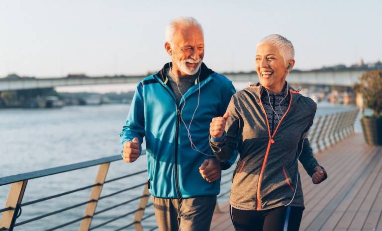 Older couple doing physical activity