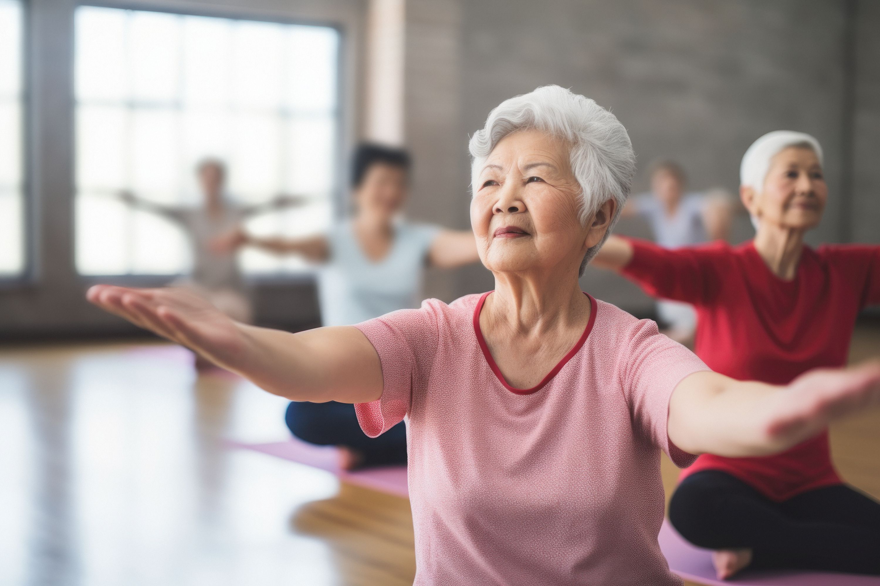 Aerobic exercise and elderly hi-res stock photography and images