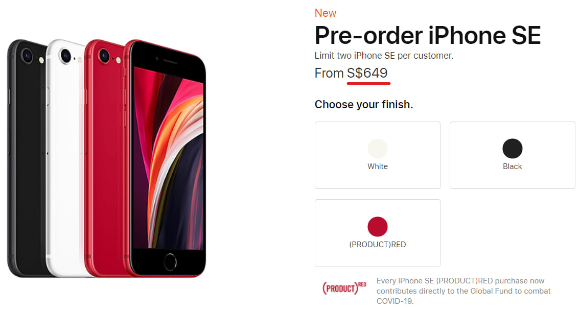 iPhone SE 2020 di Apple Singapura
(Sumber:https://www.apple.com/sg/shop/buy-iphone/iphone-se)