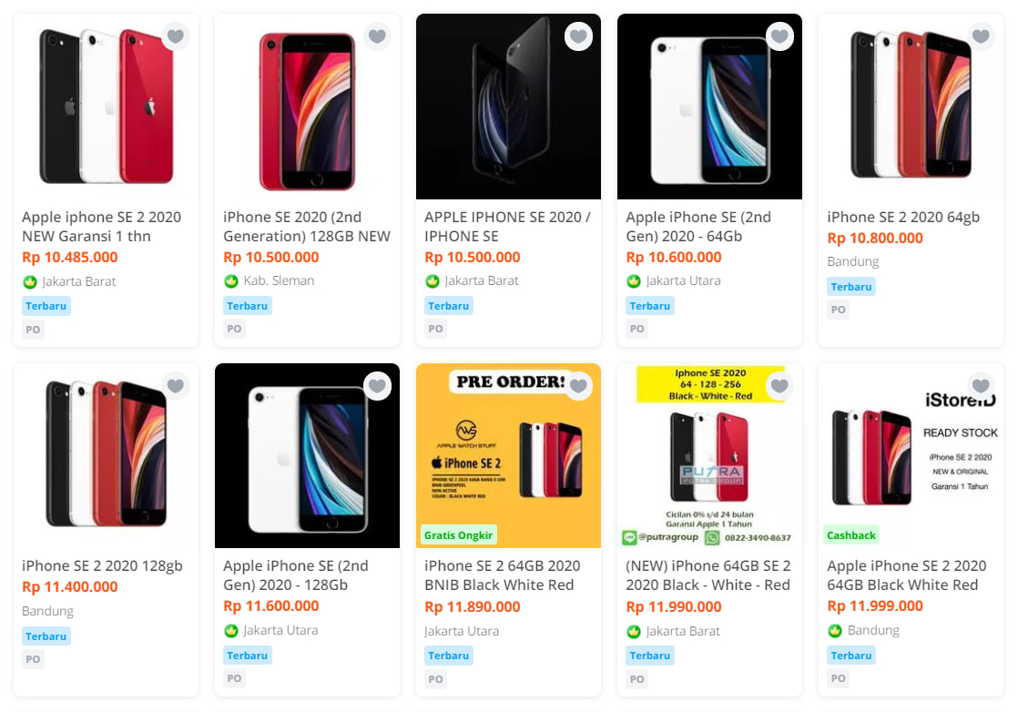 iPhone SE 2020 di Tokopedia/tidak resmi