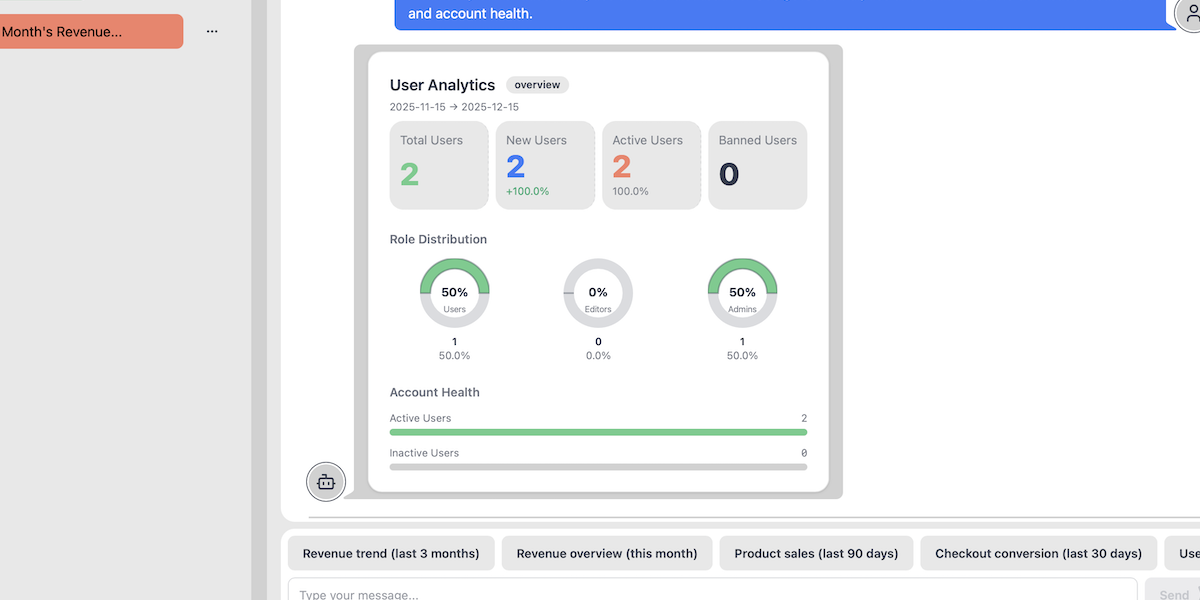 AI tool calling response - function executes and returns structured data with visualization