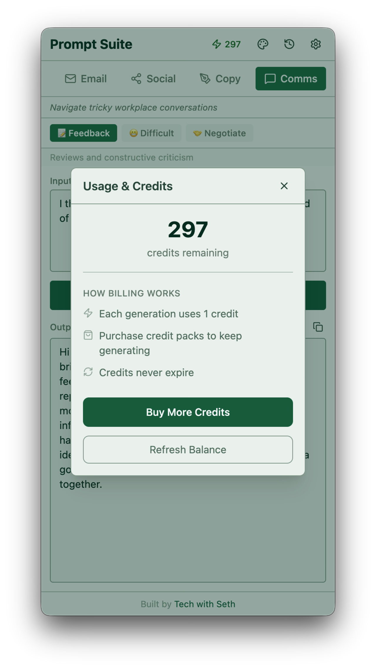 Prompt suite credits example