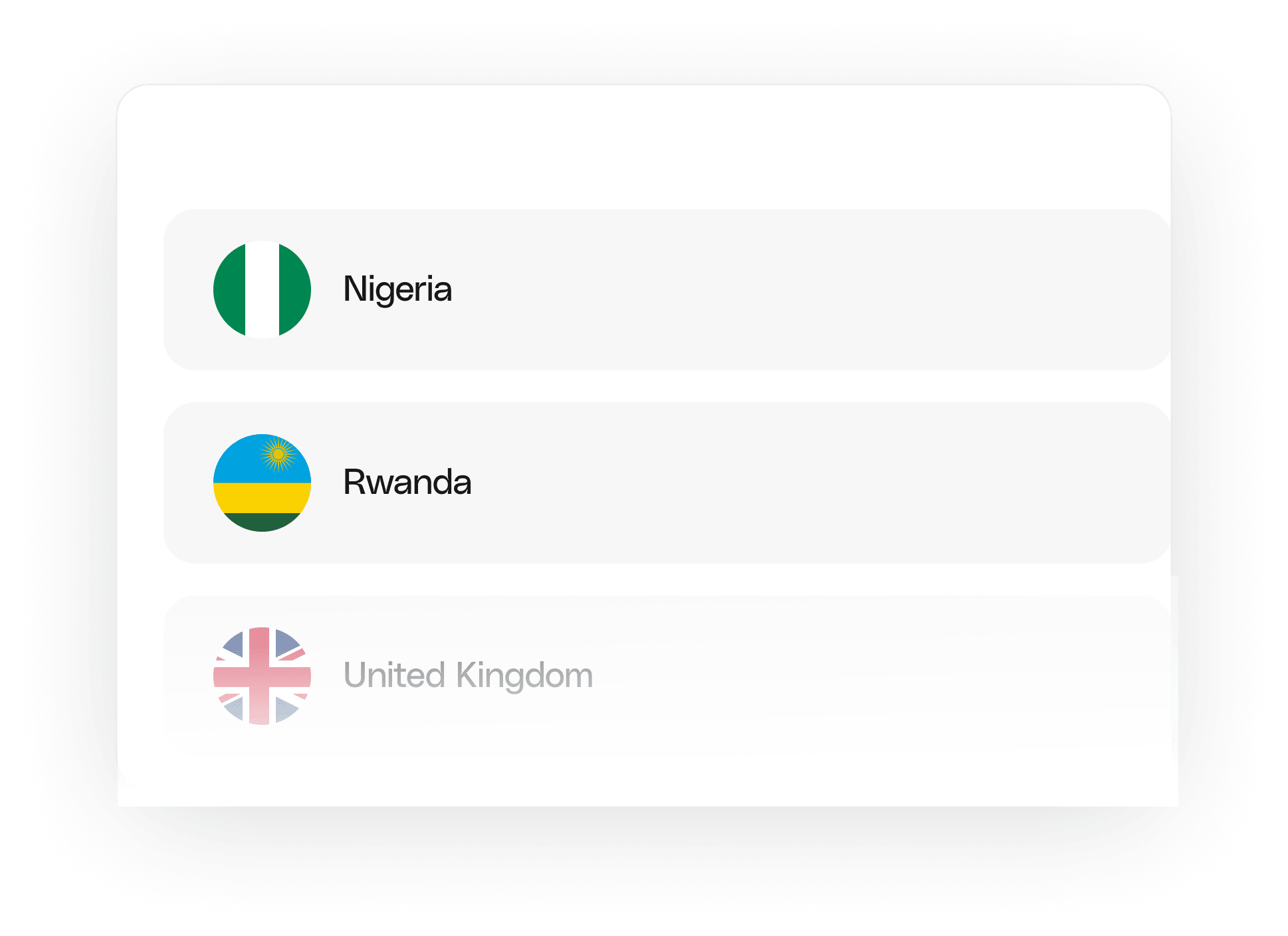 Country-based enrollment list with flags