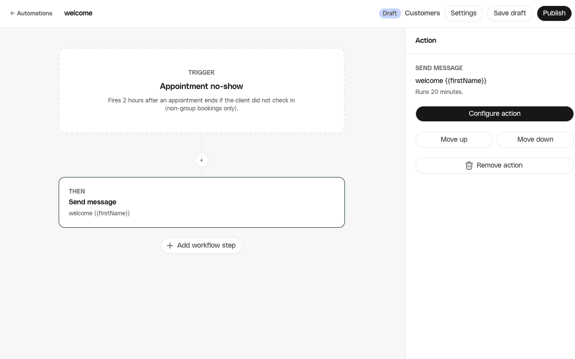DEAN sequences automation builder with trigger and send message steps