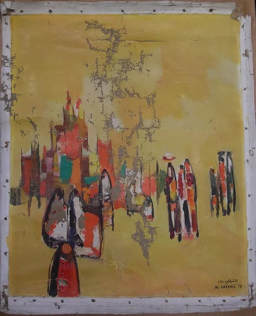 Damaged canvas after being rolled up