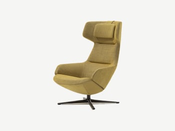 Yellow reclining armchair with a contemporary line.
