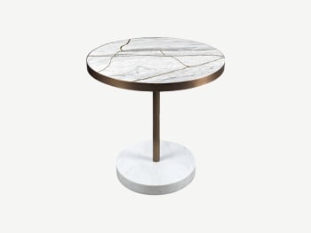 White marble side table
