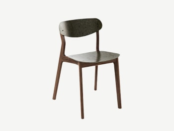 Chair made of wood and a discarded textiles composite.