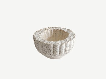 Mushroom mycelium bowl with ribbed side.