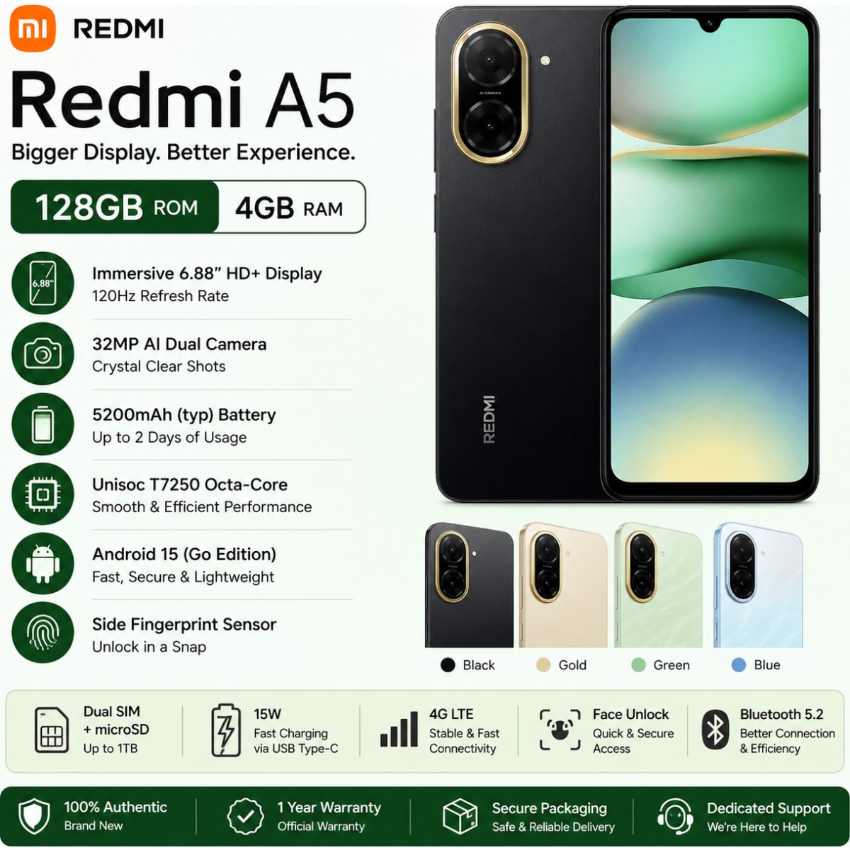 Redmi Note 14 256GB 8GB RAM Midnight Black 6.67-inch AMOLED 108MP Main Triple Camera Smartphone - Brand New view 4