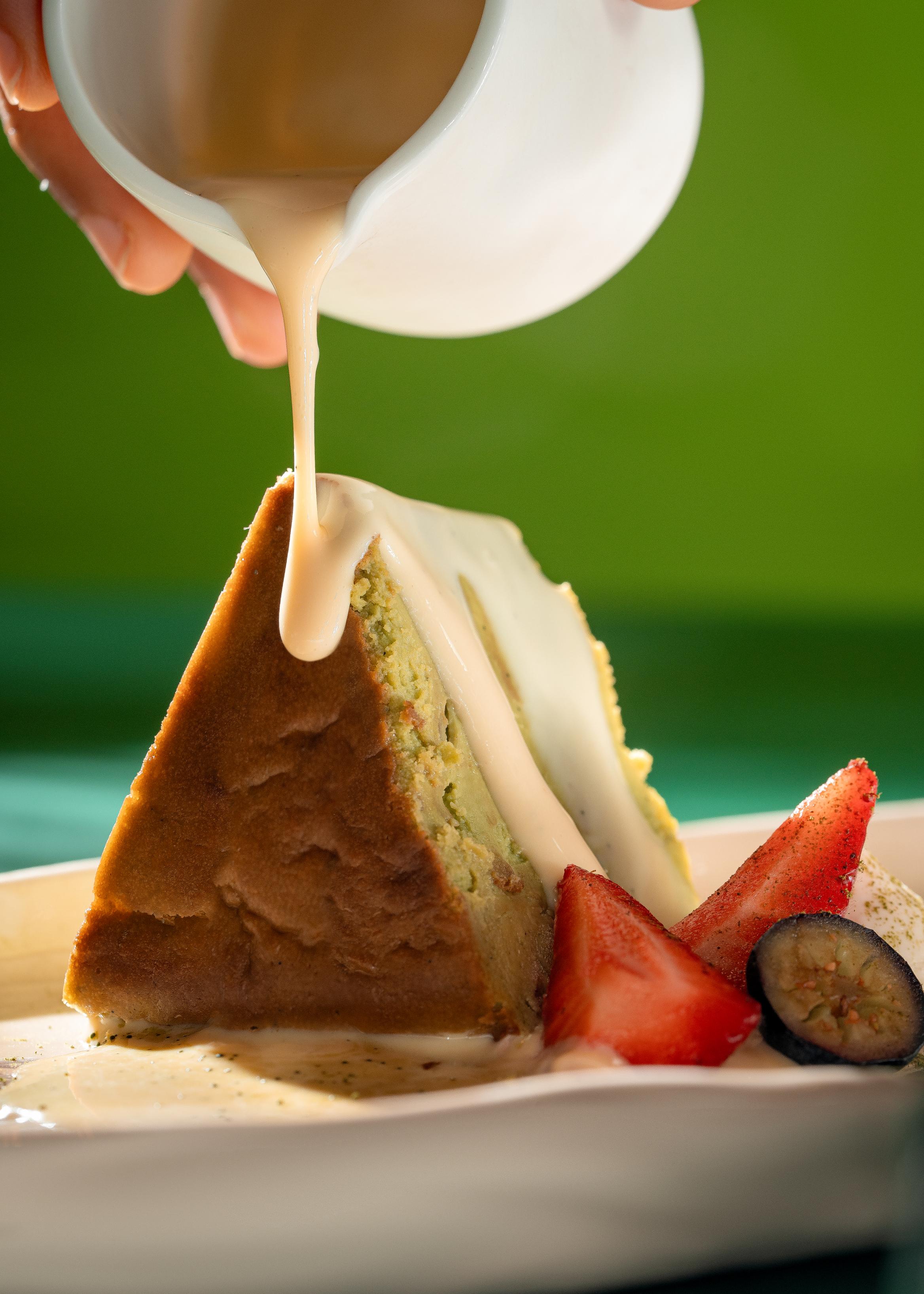 Madeleine de Proust, Fairmont Mumbai - Matcha Green Tea Basque Cheesecake