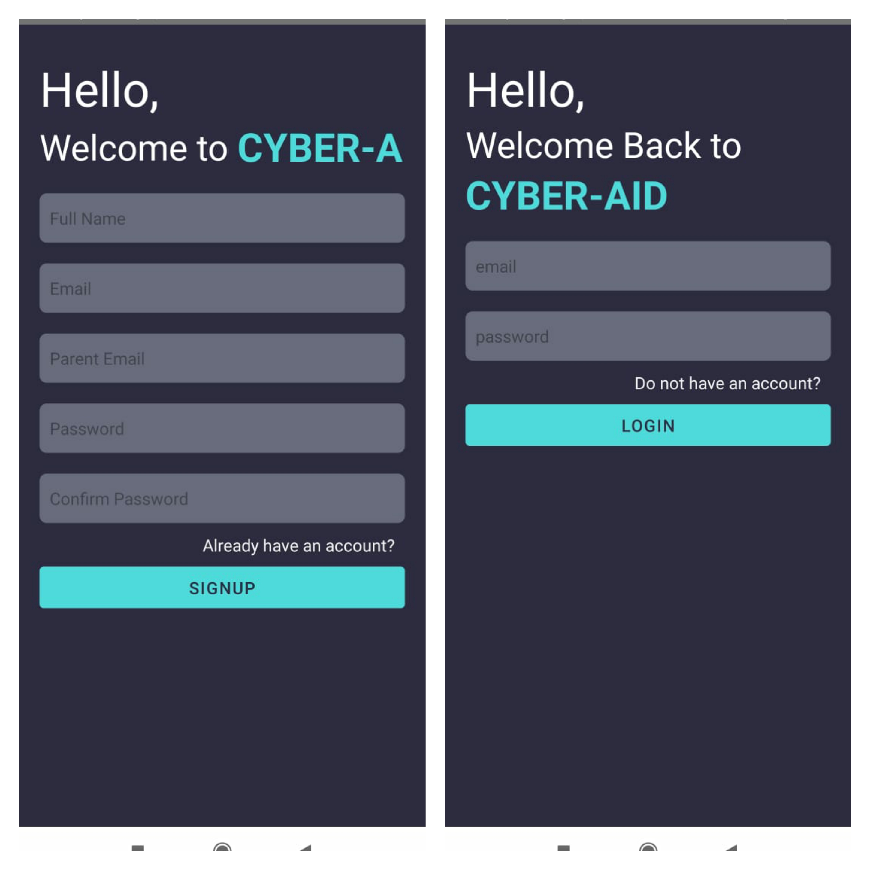 Authentication screens alt text