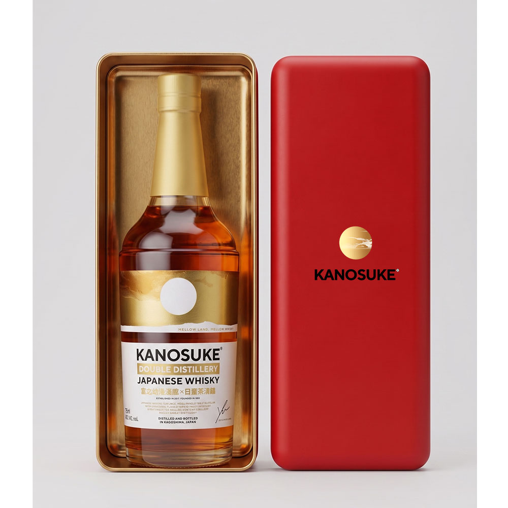 Kanosuke Premium Gift – סט וויסקי, מארז, כרטיס ברכה ופרלינים