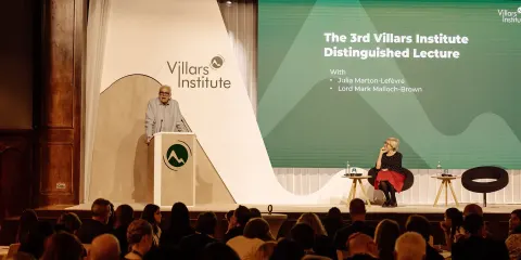 At the Villars Institute Summit 2024, Lord Malloch-Brown was invited to deliver the 3rd Villars Institute Distinguished Lecture.
He shared invaluable insights, drawing from his vast experience, on the challenges and opportunities shaping the geopolitical and multilateral context, and the pivotal role of communities, coalitions and connections on the critical pathway to progress and prosperity within our planetary boundaries.