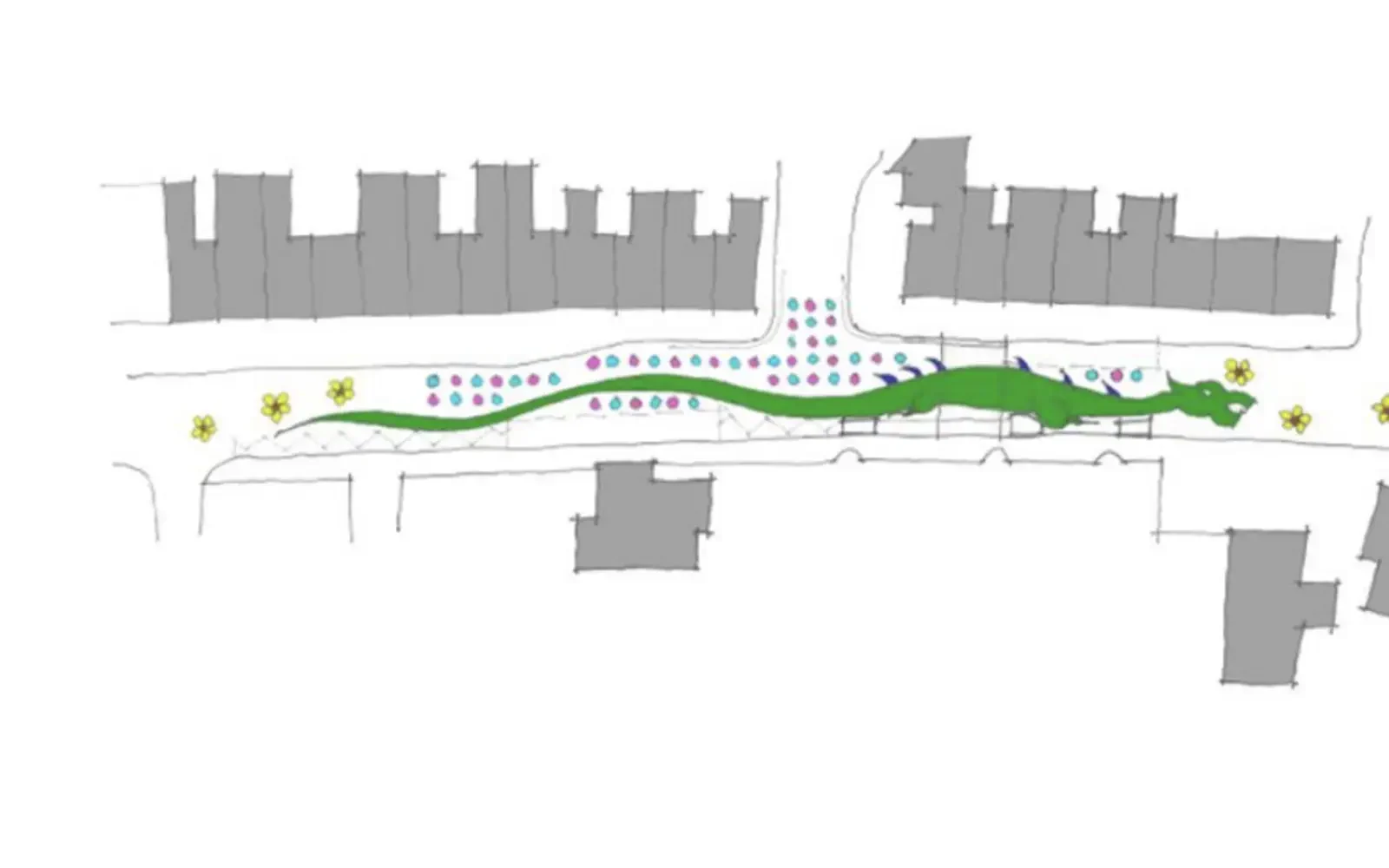 Traffic calming dragon concept