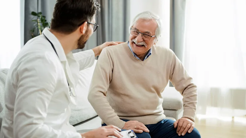 Mature man with a sleep disorder consulting with a doctor