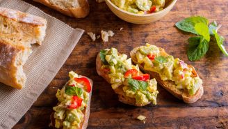 Eating in color: corn and basil crab toasts