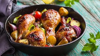 One-pan chicken and potatoes with sweet mustard recipe