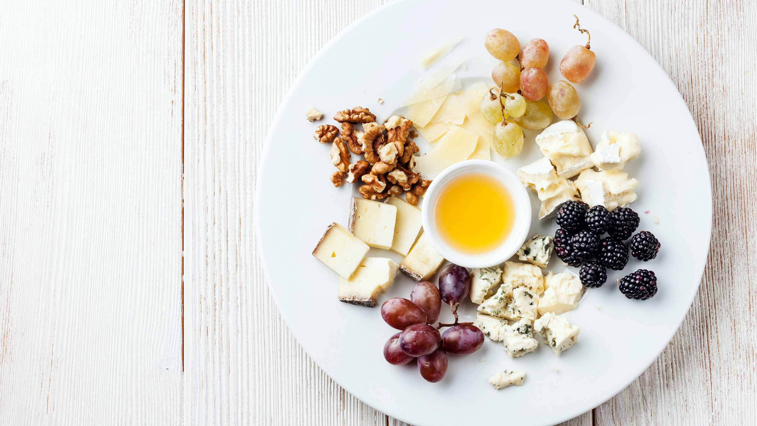 Fruit, nut, and cheese sampler platter