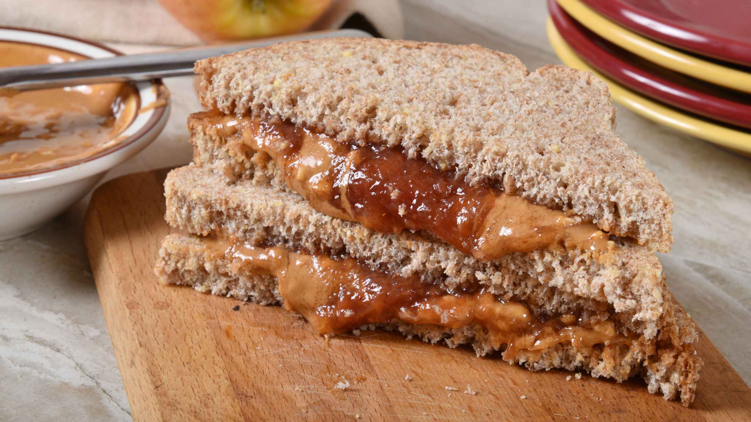 PB&J on whole-grain bread