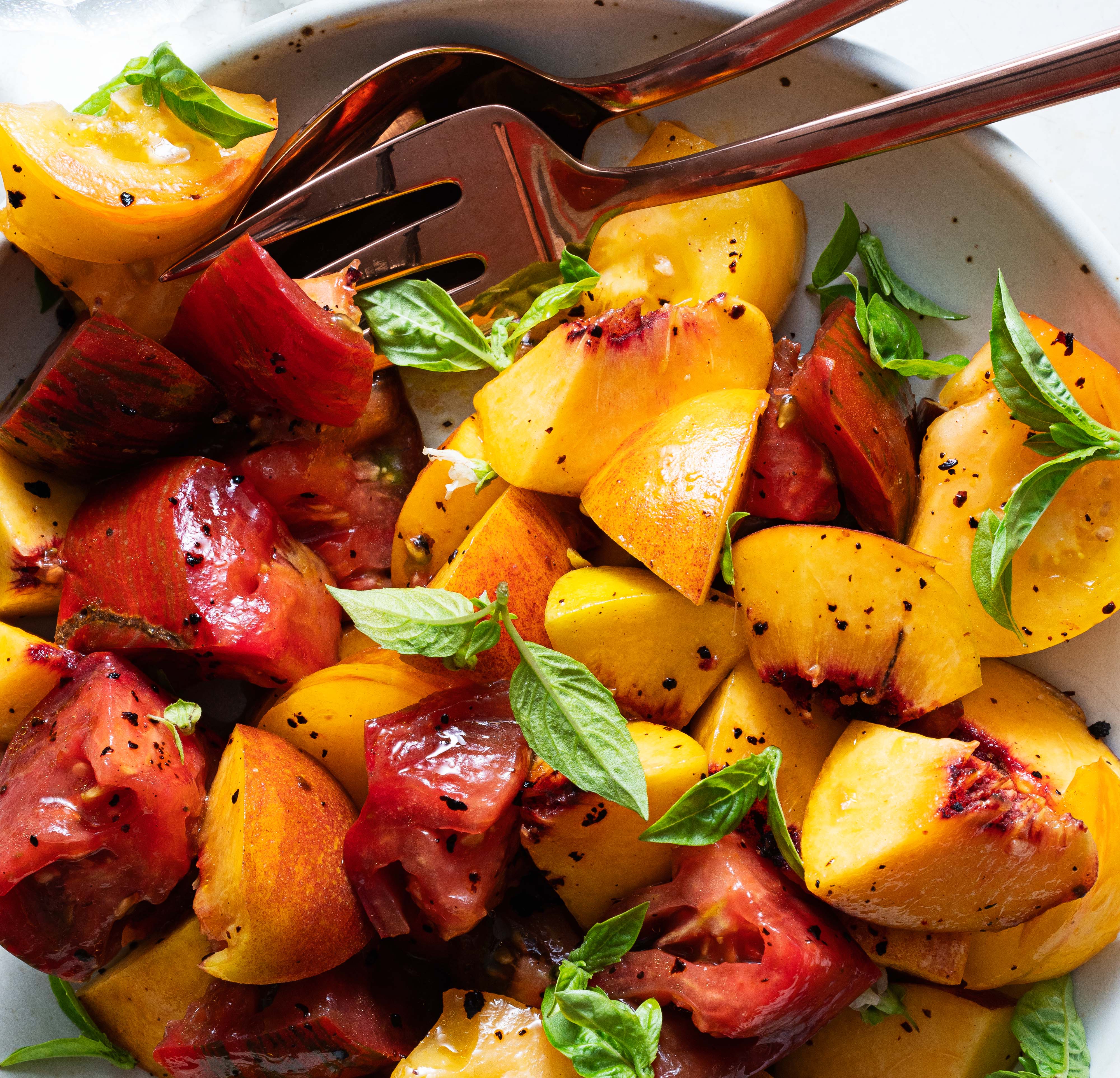 Heirloom tomato and peach salad
