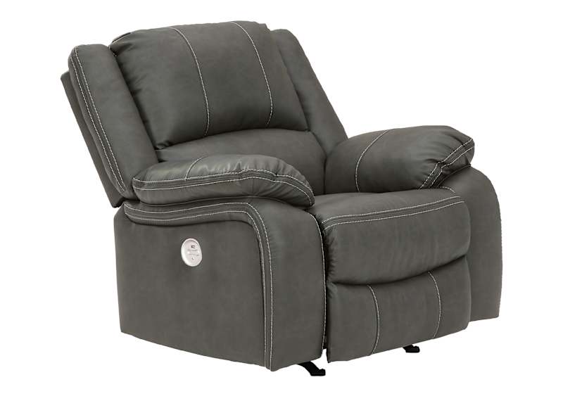 Calderwell Power Rocker Recliner Gray Dufresne Furniture and Appliances