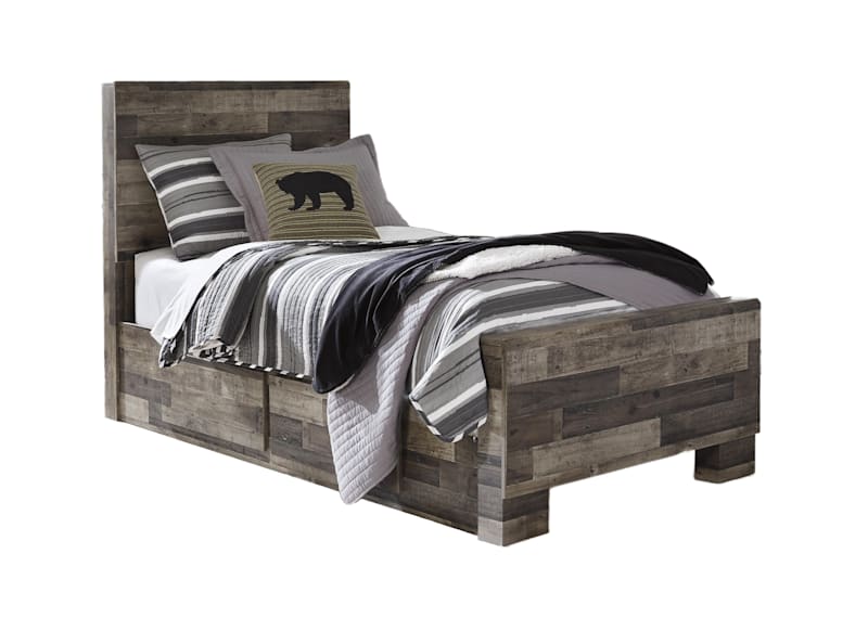 Derekson Twin Panel Bed with 2 Drawer Storage - Multi Gray Derekson Twin Panel Bed with 2 Drawer Storage - Multi Gray