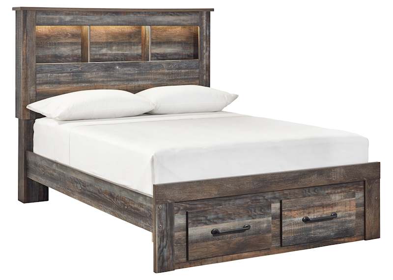 Drystan Full Bookcase Bed with Footboard Storage - Multi Drystan Full Bookcase Bed with Footboard Storage - Multi