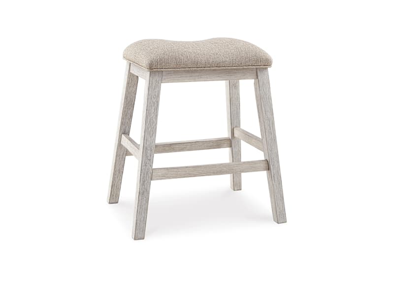Skempton Counter Height Stool - White/Light Brown - (D394-024) Skempton Counter Height Stool - White/Light Brown - (D394-024)