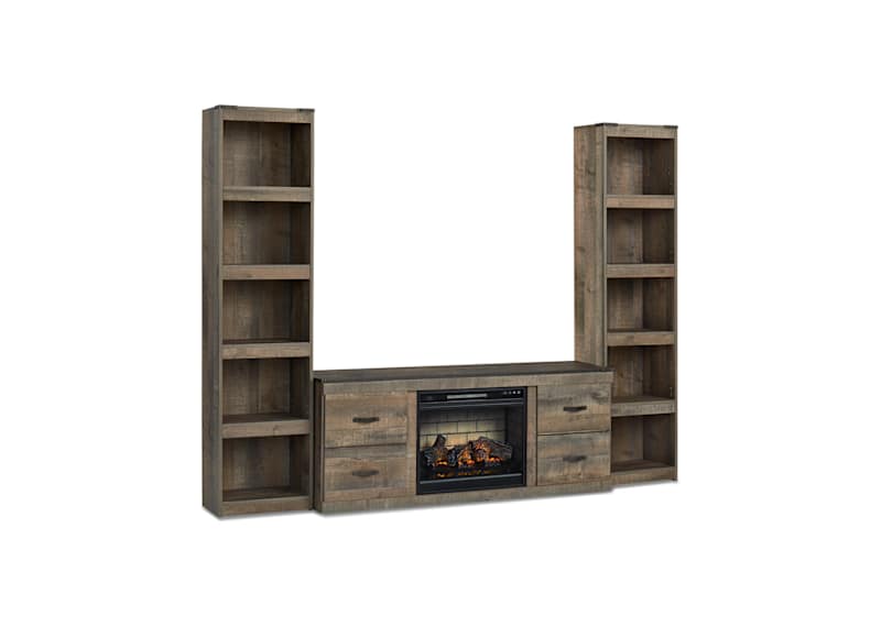 Trinell Entertainment Unit with Fireplace - Brown Trinell Entertainment Unit with Fireplace - Brown
