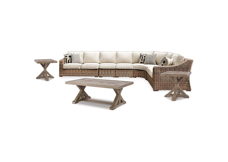 Beachcroft Piece Outdoor Modular Sectional with Tables Ashley