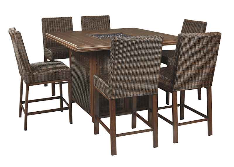 Paradise Trail 7 Piece Outdoor Bar Set - Medium Brown Paradise Trail 7 Piece Outdoor Bar Set - Medium Brown