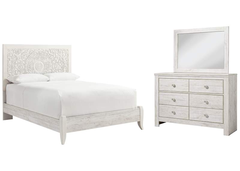 Jareth Panel Bed - Whitewash Jareth Panel Bed - Whitewash
