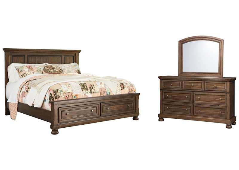 Flynnter 5 Piece Queen Storage Bedroom - Medium Brown Flynnter 5 Piece Queen Storage Bedroom - Medium Brown