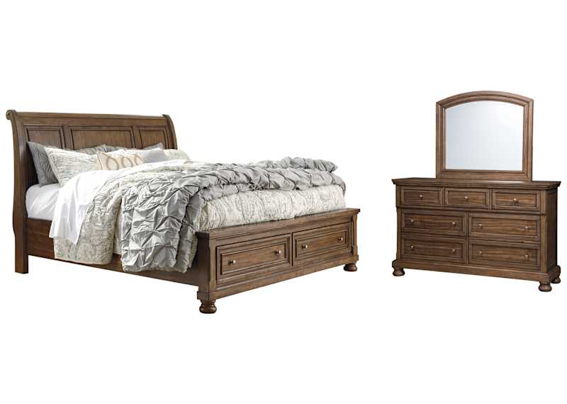 Flynnter 5 Piece Queen Storage Bedroom - Medium Brown Flynnter 5 Piece Queen Storage Bedroom - Medium Brown