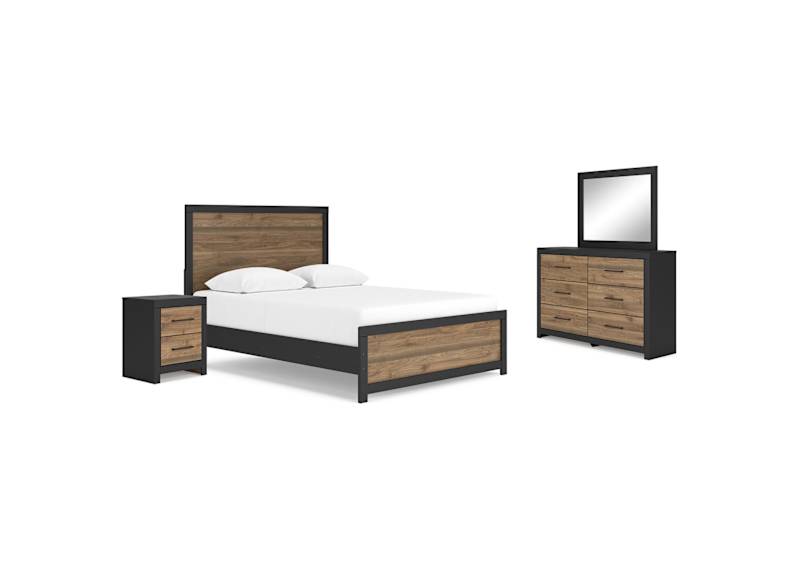 Vertani 6 Piece Panel Bedroom - Black/Honey Brown Vertani 6 Piece Panel Bedroom - Black/Honey Brown