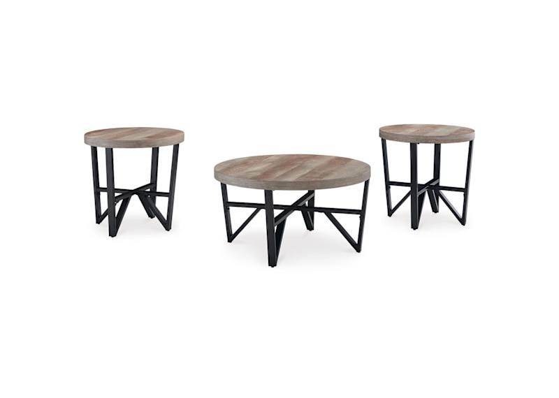 Deanlee 3 Pack Tables - Grayish Brown/Black Deanlee 3 Pack Tables - Grayish Brown/Black