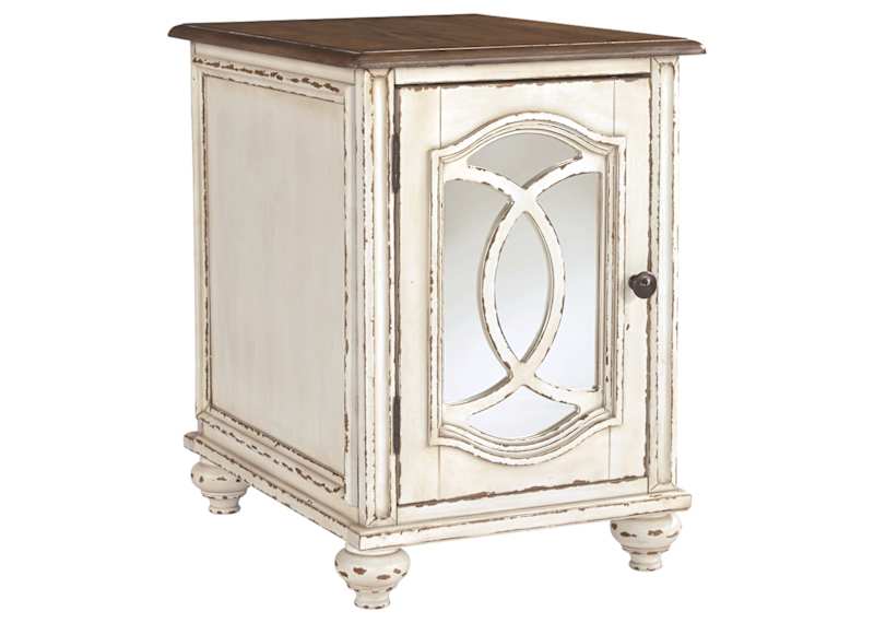 Meinertz Chair Side End Table - White/Brown Meinertz Chair Side End Table - White/Brown