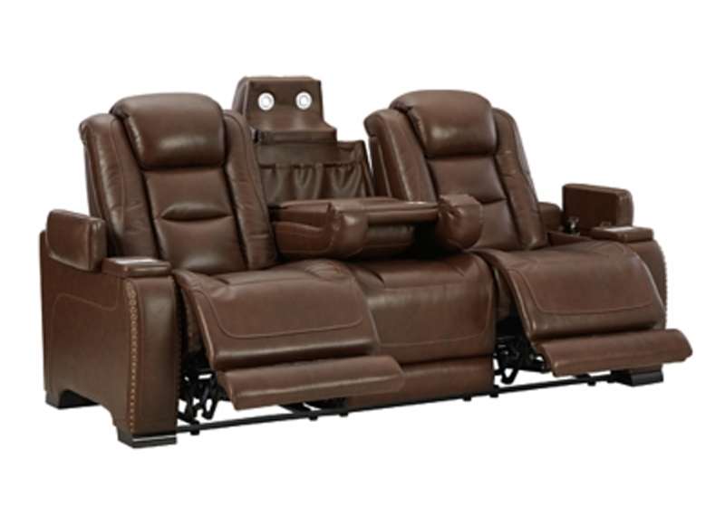 The Man-Den Power Reclining Sofa Mahogany Dufresne Furniture