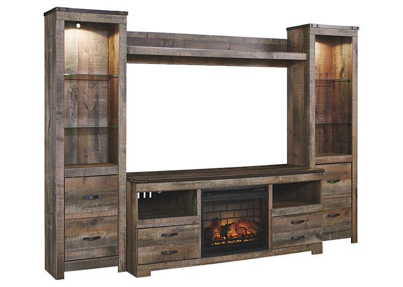 Trinell Entertainment Unit with Fireplace - Brown Trinell Entertainment Unit with Fireplace - Brown