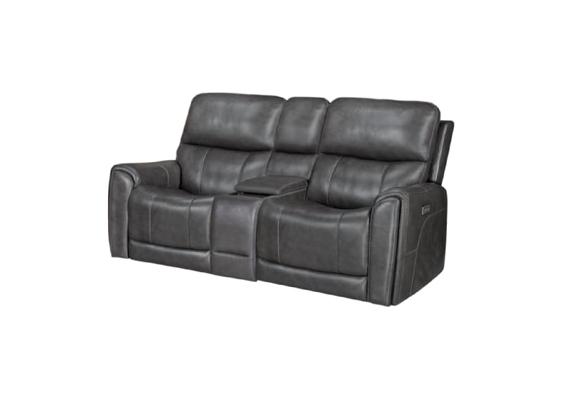 Damon Power Reclining Loveseat with Power Console - Rainier Steel Damon Power Reclining Loveseat with Power Console - Rainier Steel
