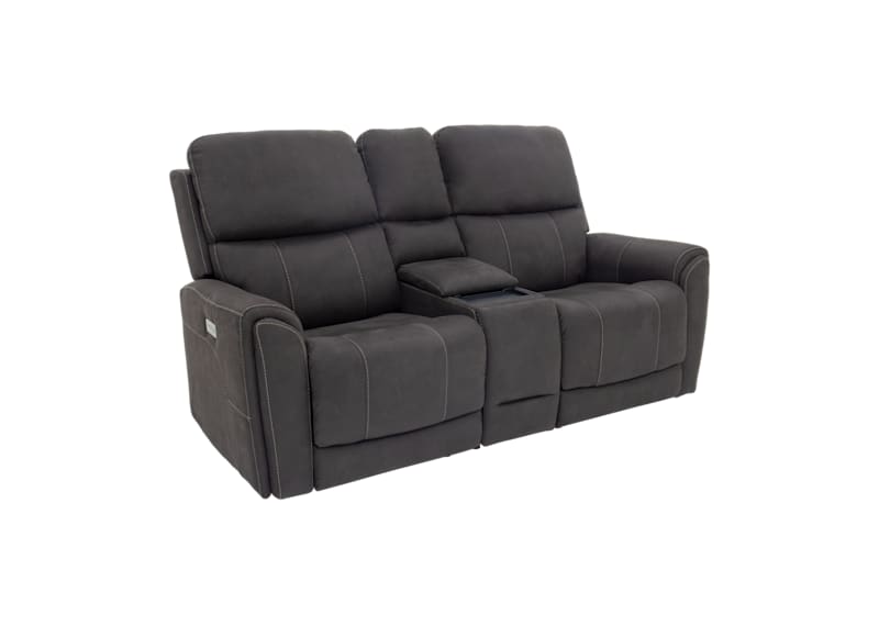 Damon Power Reclining Loveseat with Power Console - Stonewash Gunmetal Damon Power Reclining Loveseat with Power Console - Stonewash Gunmetal
