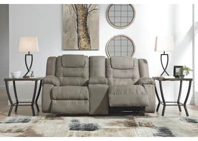 Cloth reclining loveseat with console clearance