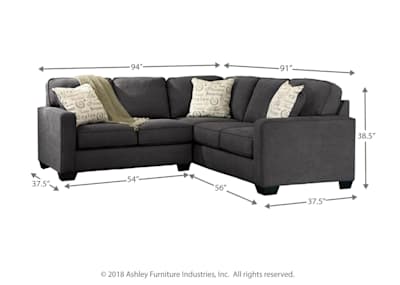 Alenya 2 Piece Sectional Charcoal Right Facing Alenya 2