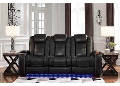 Party time power reclining sofa white top