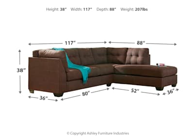 Maier 2 Piece Sectional Walnut Right Facing Maier 2 Piece