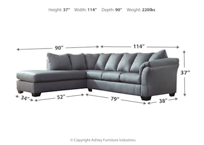Darcy II 2 Piece Sectional Steel Left Facing Darcy II 2