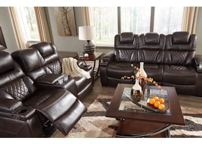 Warnerton Power Reclining Sofa With Power Headrest Chocolate
